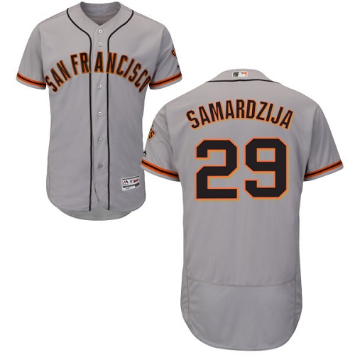 Giants #29 Jeff Samardzija Grey Flexbase Authentic Collection Road Stitched MLB Jersey - Click Image to Close